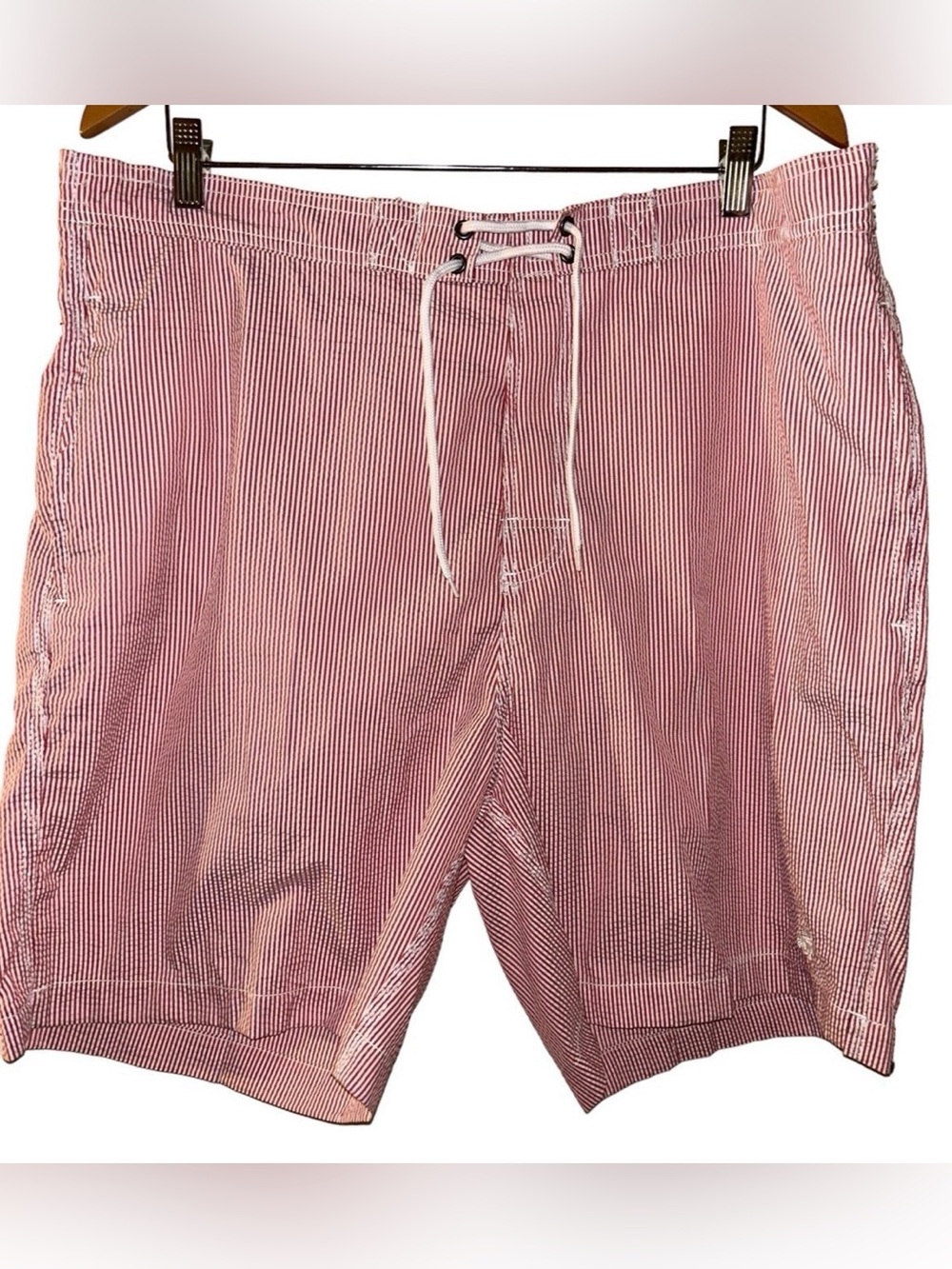 Trunks Surf & Swim Co Sz XXL Red/White Trunks; Seersucker type Fabric/Feel.